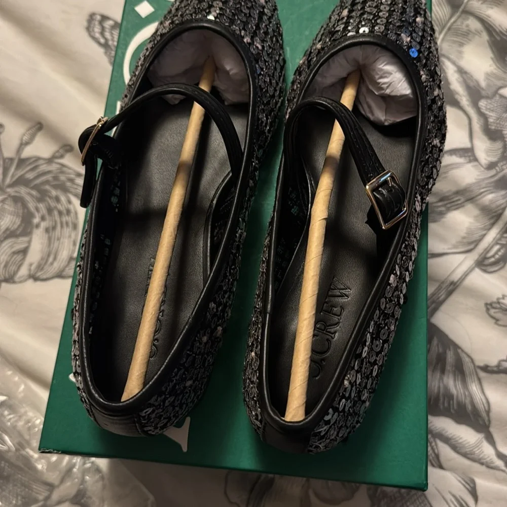 J.Crew Mesh Mary Jane ballet flats with sequins CH323